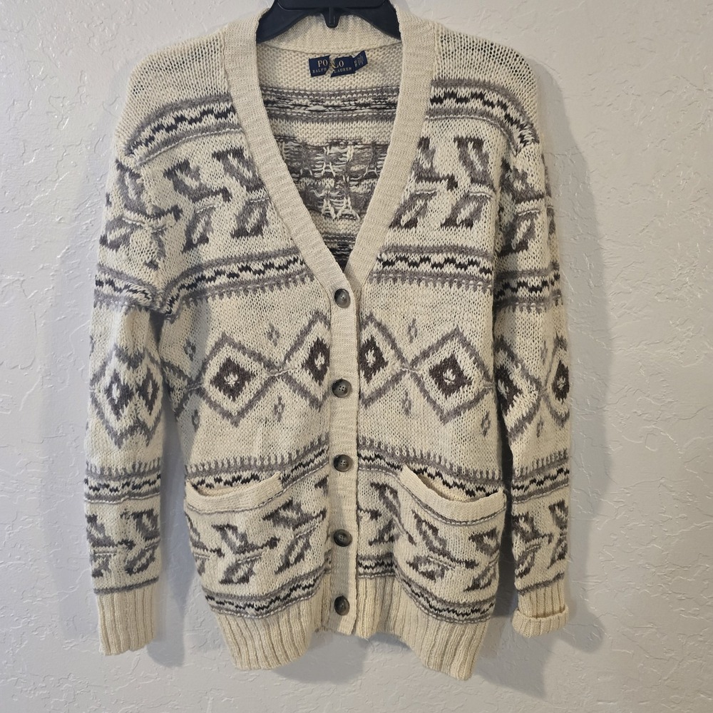 Polo Ralph Lauren Western Nordic Cardigan Womens Size XS Wool Alpaca Blend